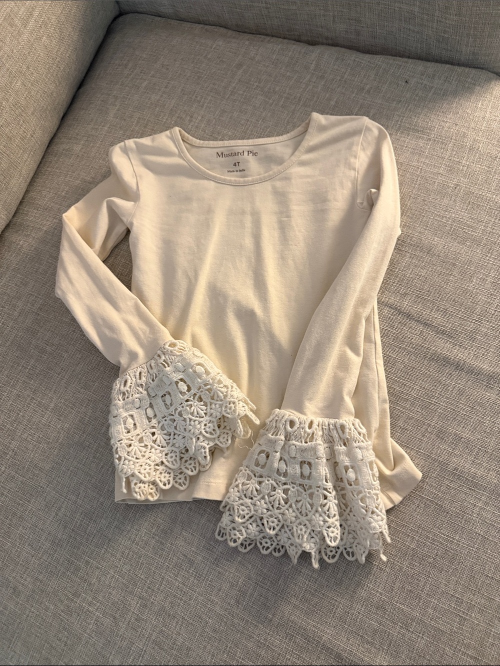 Mustard Pie Ivory Lace Bell Sleeve Top